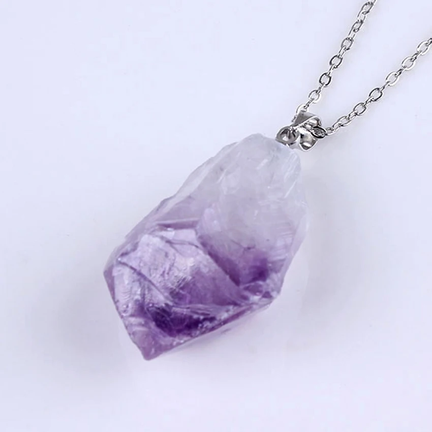 

Kraft-beads Popular Silver Plated Irregular Shape Natural Amethysts Pendant Fashion Jewelry