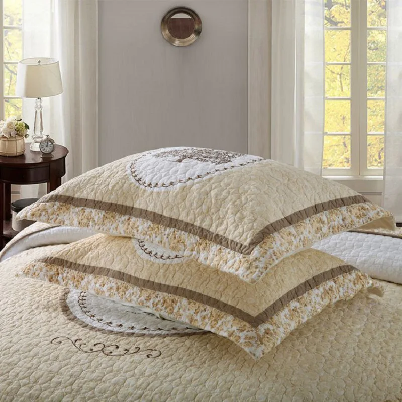 US $113.59 CHAUSUB France Quilt Set 3PCS Summer Quilted Bedspreads Cotton Embroidered Sheets Pillowcase Coverlet King Size Blanket On Bed