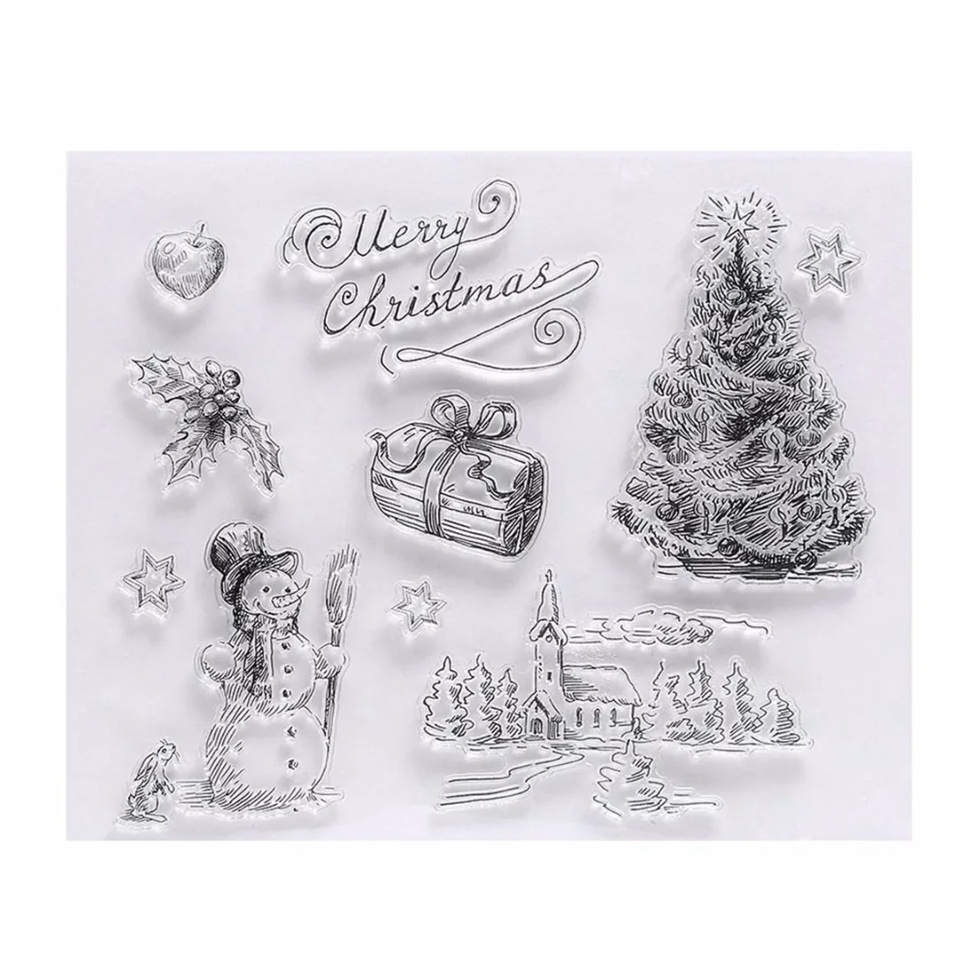 JX-LCLYL 1Pc Christmas Transparent Silicone Rubber Stamp Sheet Cling Scrapbooking DIY New