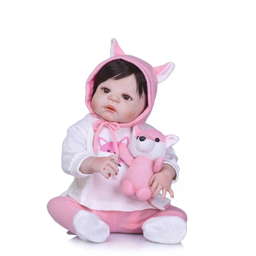 Полная силиконовая кукла Reborn Baby Toy 23'57cm новорожденный живой ребенок девочка малыш куклы лиса одежда bebes reborn npk dolls