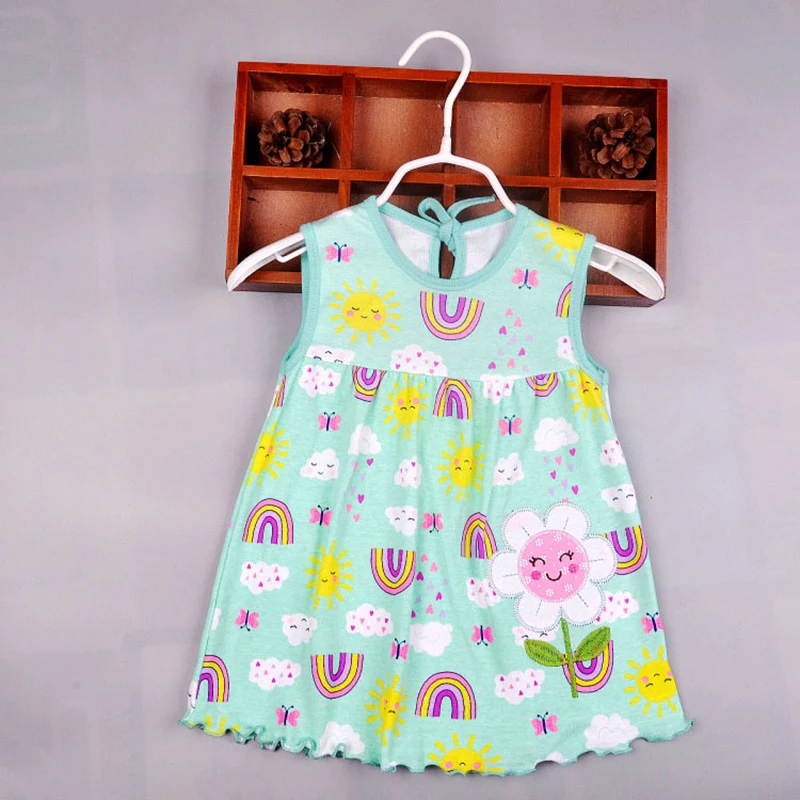 

0-2T Casual Summer Baby Dress Cotton Floral Infant Girl Dresses Ruffles Toddler Baby Girl Clothes 1-2 years old
