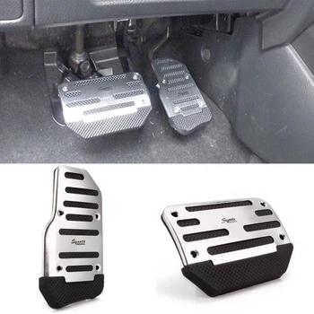 

New 2pcs Non Slip Car Automatic Transmission Silver Pedal Cover Aluminum Alloy Brake Accelerator Anti-slip Pads