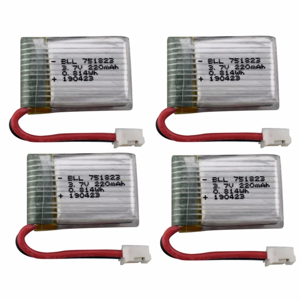 

4PCS 3.7V 220mah lithium battery for Eachine E010 GoolRC T36 NINHUI NH010 F36 H36 Holy stone HS210 SANROCK GD65A ATOYX AT-66