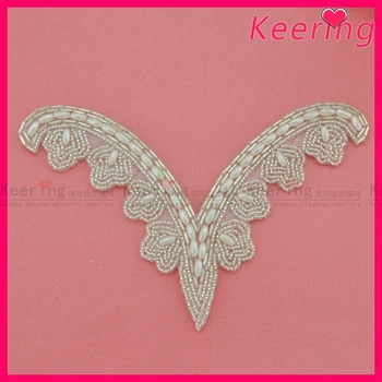 

Hot Sale Handmade Beaded Pearl Applique Patch WRA-532
