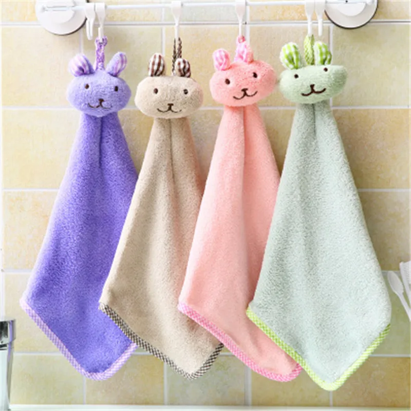 Милое детское полотенце для рук с кроликом для малышей, мягкое плюшевое полотенце для купания с животными из мультфильмов, детское полотенце для ванной, 4 цвета