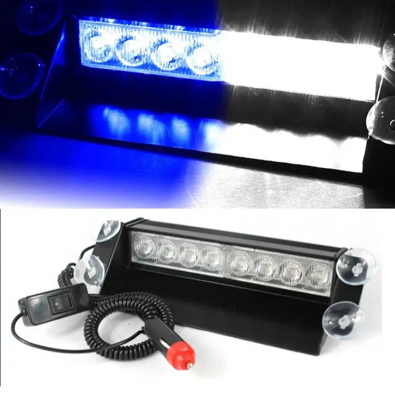 

New Car Styling 8 LED Car Police Strobe Flash Light Dash Emergency 3 Flashing Fog Lights Red Blue White Amber yellow Green