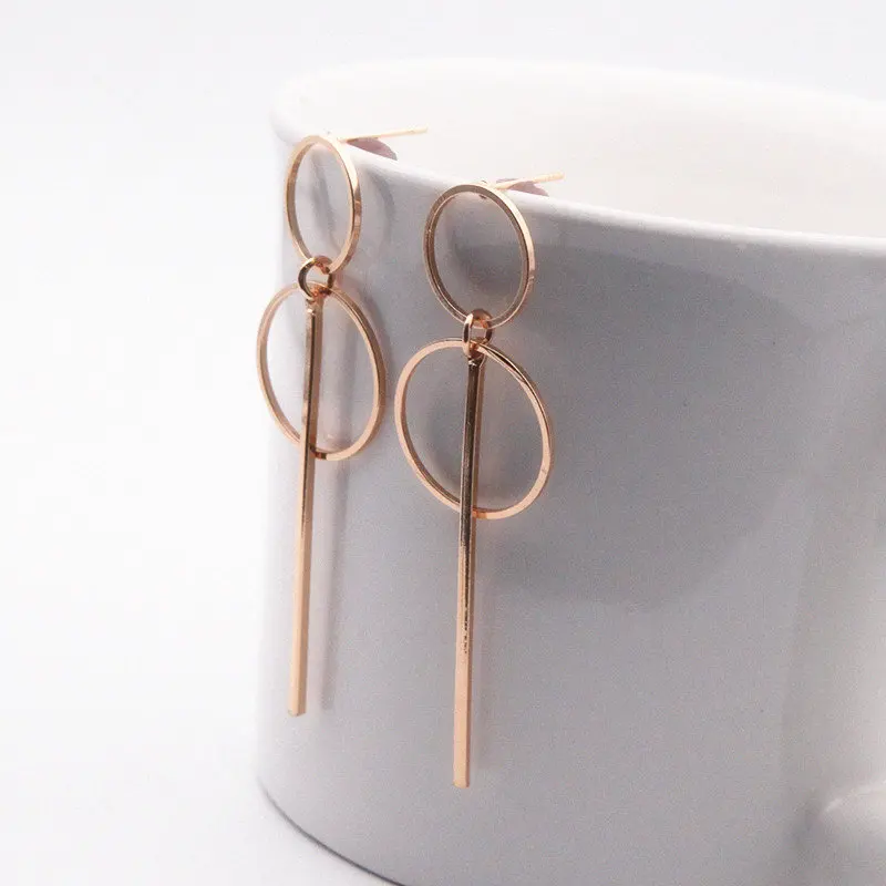 

New Fashion Earrings 2019 Punk Simple Gold/ Silver/ Long Section Pendant Size Circle Earrings For women gift Wholesale
