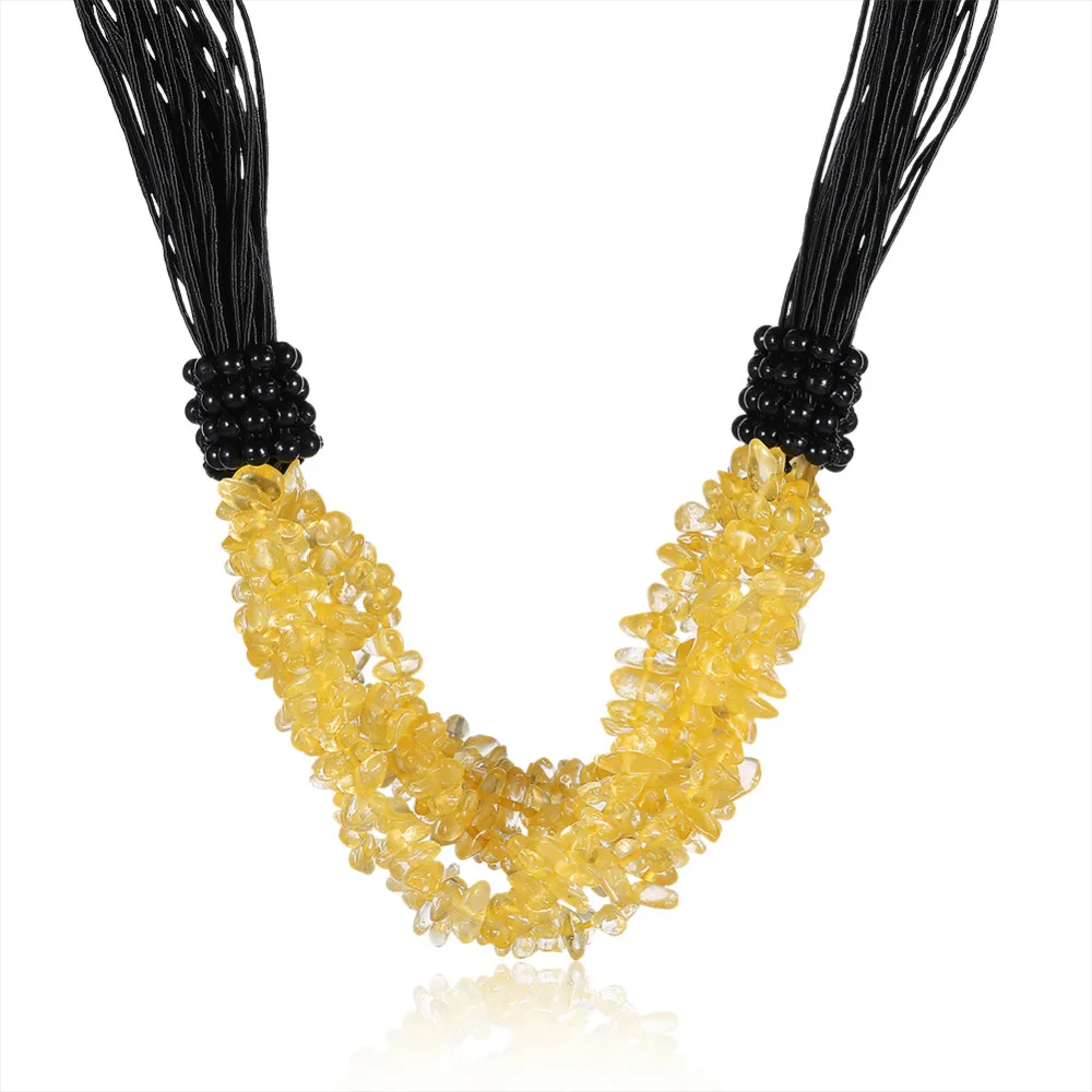 ERLUER Fashion Colorful Natural Stone String Rope Chian Short Chokers