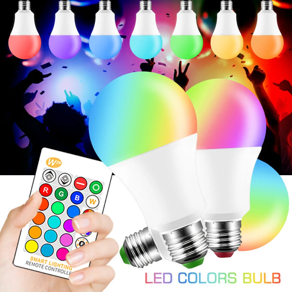 

E27 LED 5/10/15W 16 Colors Changing Magic Bulb 220V 110V RGB + White Remote Smart Light lamp Dimmable Memory + IR Remote Control