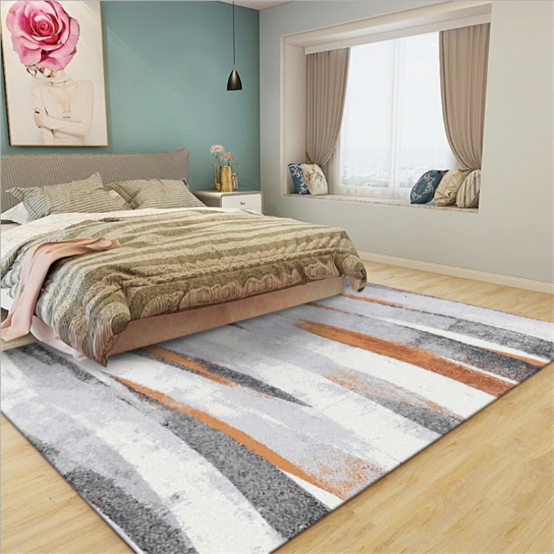 

Simple European and American Orange Gray Abstract Striped Carpet Living Room Rug Area Rug for Bedroom Carpets For Living Room