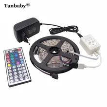Tanbaby 5 м 150 светодиодный s SMD 5050 DC12V светодиодный гибкий свет прокладки+ 44Key ИК-пульт дистанционного управления(только для цветная(RGB)+ 12 V 2A Мощность адаптер крана