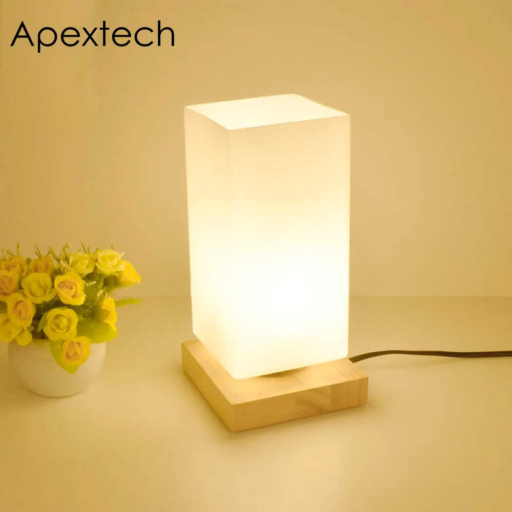 Apextech настольная декоративная деревянная лампа E27 прикроватная ночник матовое
