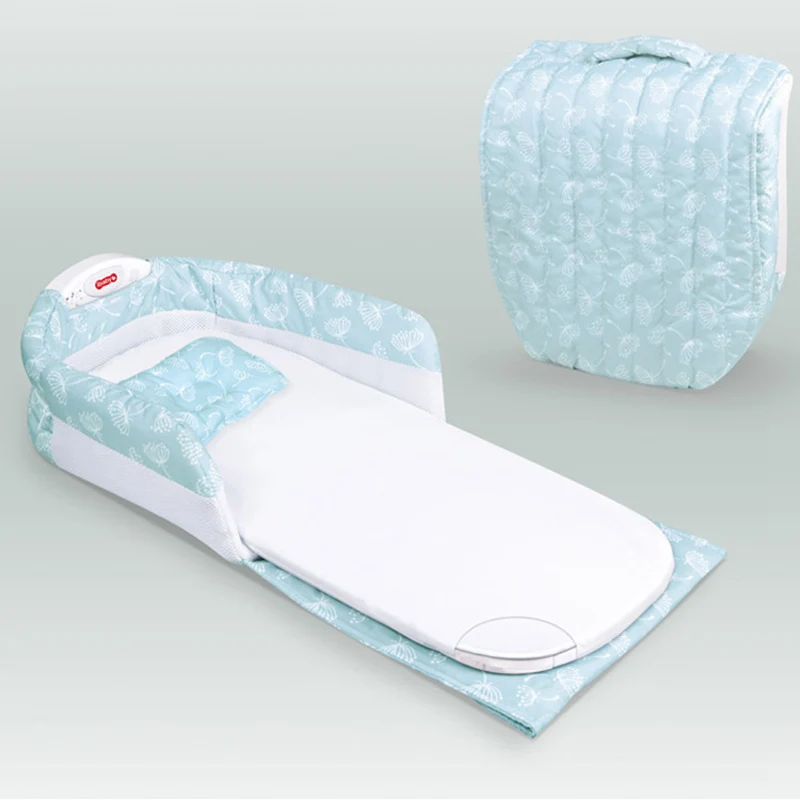 Корея Стиль Синий одуванчик разделенная кровать с светильник музыка многофункциональная помощь BB сон дорожная сумка 0-12 месяцев детская кроватка