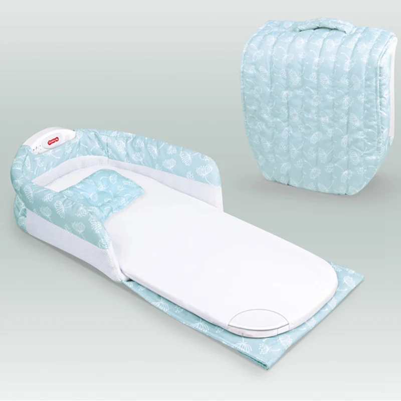 

Korea Style Blue Dandelion Separated Bed With Light Music Multi-function Help BB Sleep Travel Bag 0-12 Months Baby Cot