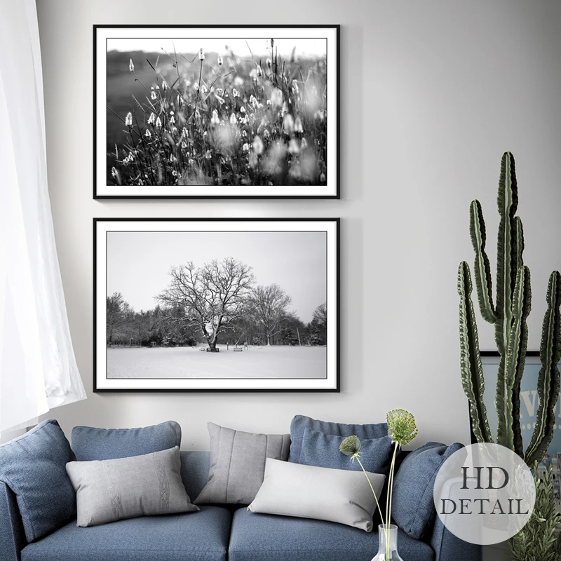 

Vintage Landscape Tree Canvas Painting Black And White Oil Painting Posters And Prints Printed On Canvas Nordic Home Decor ZY070