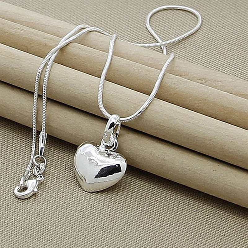 High Quality Silver Necklace 925 Sterling Silver Heart-Shape Small Pendant Necklaces for Women Valentine's Day Gift - Image 4
