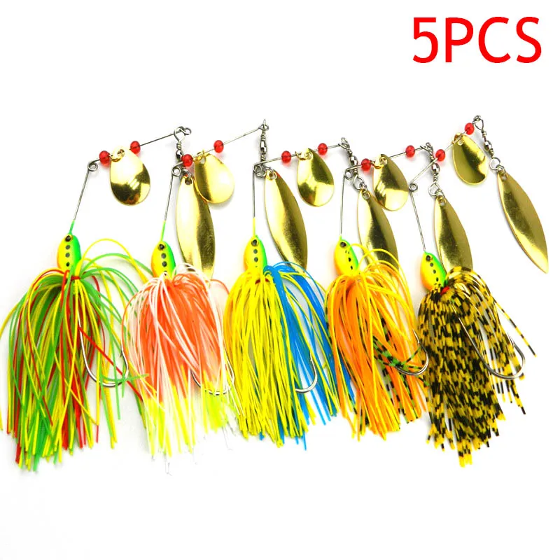 

5 Pcs Fishing Hard Spinner Lure Spinnerbait Pike Bass Crankbaits Artificial Baits Tackle Hook ED-shipping