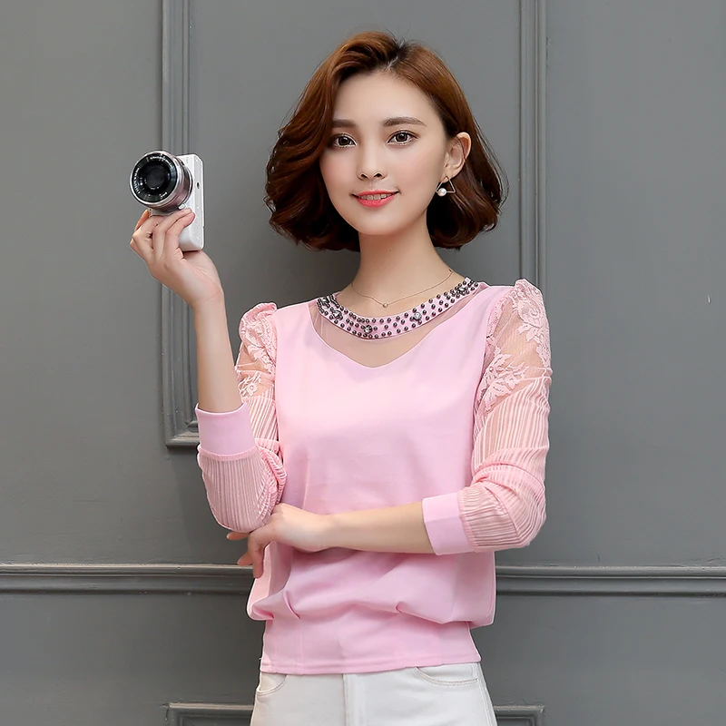 2017 новая стиль мода кружева шифон распродажа Горячая рубашка Весна все полые