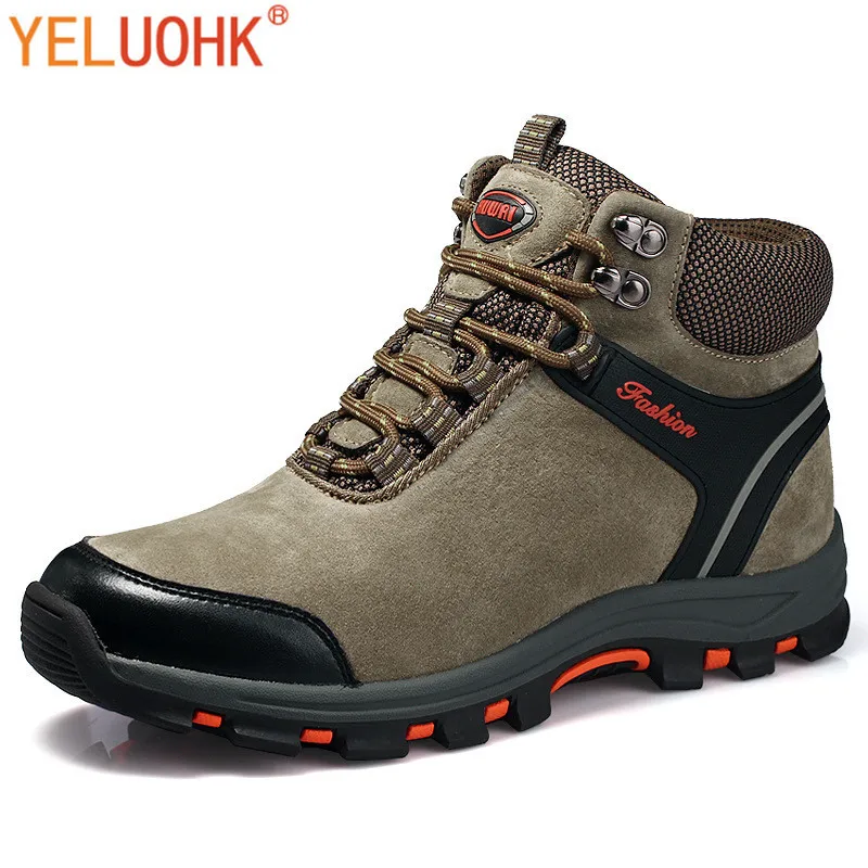 

Men Boots Natural Leather Winter Boots Men Plush Warm Winter Shoes Men Blue Khaki Safety Shoes