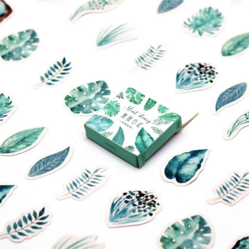 

45pcs/pack Kawaii notebook Cute green mint Pattern Planner School Supplies diary travelers notebook