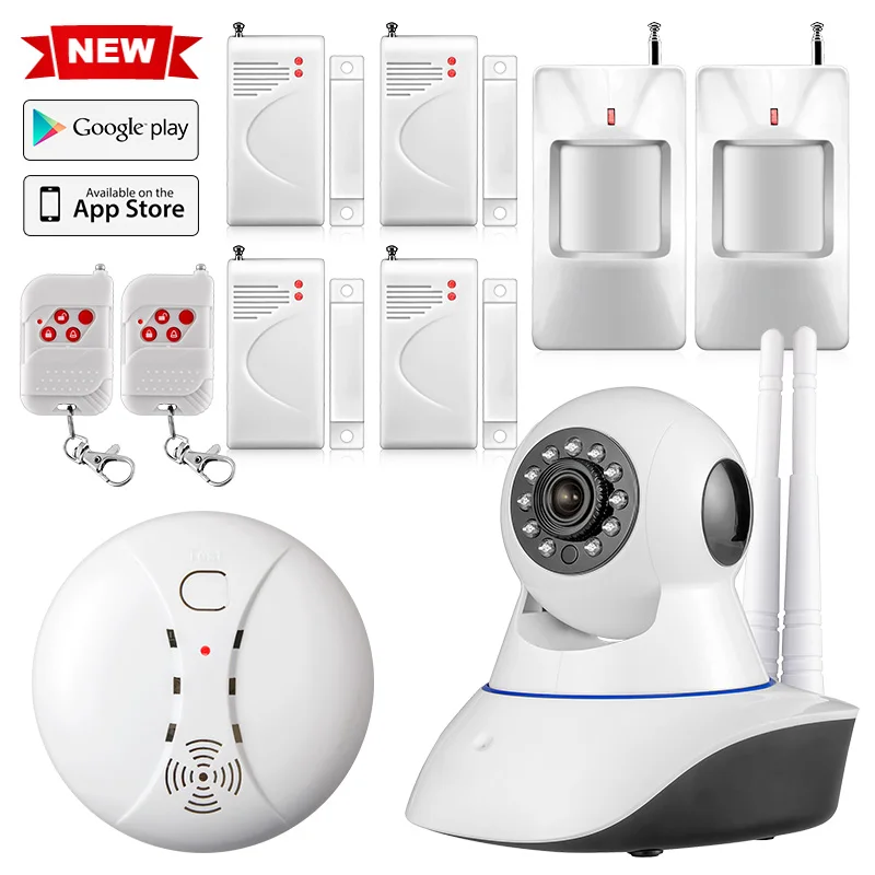 Двойная антенна WiFi ip-камера детектор дыма домашняя система охранной сигнализации приложение дистанционное управление CCTV камера детский монитор - Цвет: Kit4