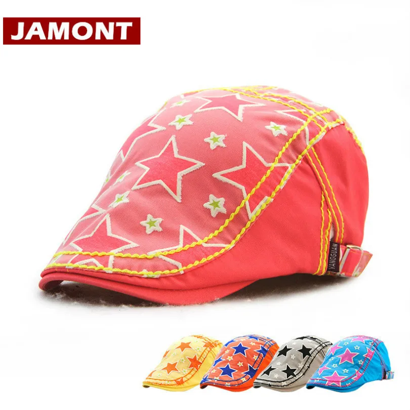 [JAMONT] Повседневная Детская кепка, береты для мальчиков, козырек для девочки, шапка со звездами, хлопковая уличная детская Солнцезащитная бейсболка Gorras для 5-10 лет