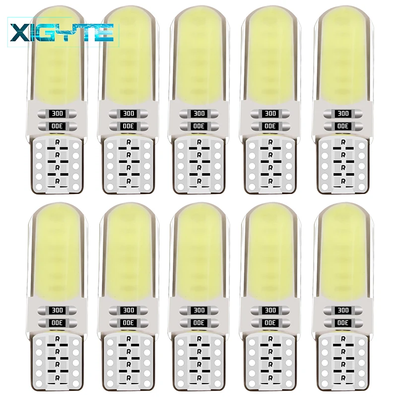 

10pcs T10 W5W Silicone Case 12 Chips COB LED Car Wedge Interior Dome Reading Light WY5W 501 Auto Parking Bulbs Turn Side Lamps