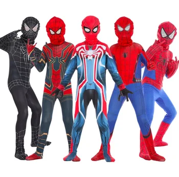 

Spider-man Cosplay Costume 5 Styles Spider Man Jumpsuit and Hood Boys cos Spiderman Kids Halloween Clothing SA4500