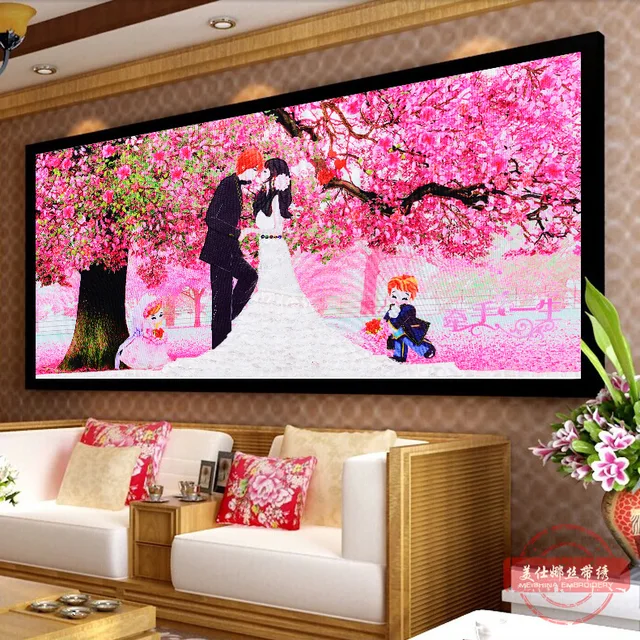Diy Ribbons Embroidery Decorative Painting Lover Diy Ribbons Embroidery Decorative Painting Lover Needlework Kit Cross Sch Crafts Colored Prints