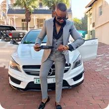 Светло-серый Свадебный костюм облегающая одежда для жениха 3 шт.(куртка+ жилет+ брюки