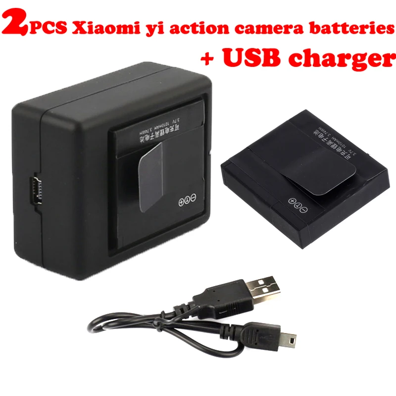 2 шт. перезаряжаемые литий ионные аккумуляторы 1010 мАч 3 7 в|action camera charger|xiaomi yi