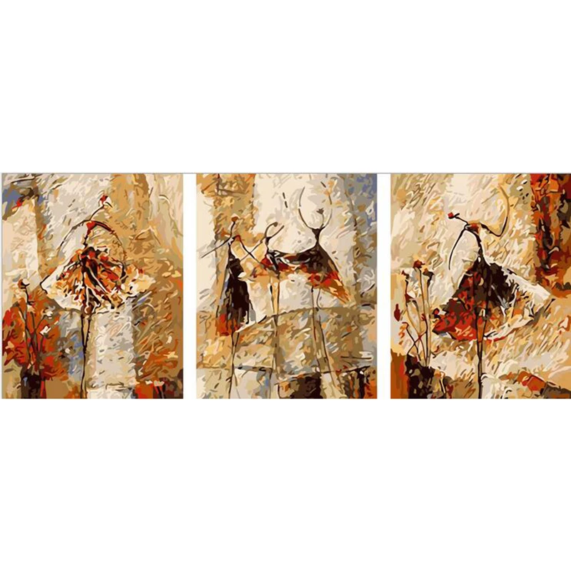Vintage Home Decor Hand Painted Canvas Triptych Oil Paintings Wall Pictures For Living Room Ballet Club