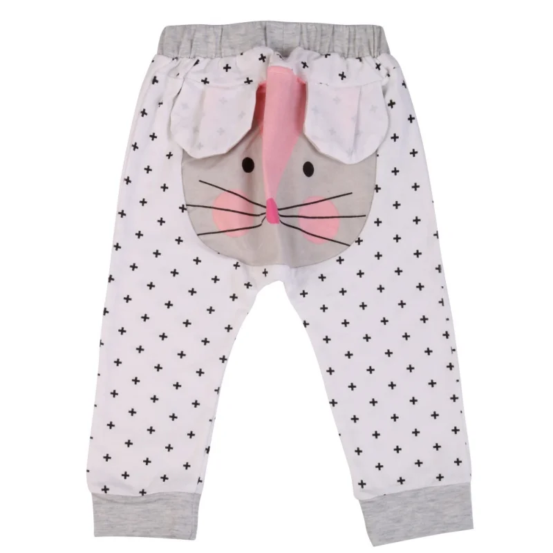 

Spring Autumn Baby Boys Girls Pants Cartoon Animals Style Kids Harem Trousers Pocket Elastic Pant