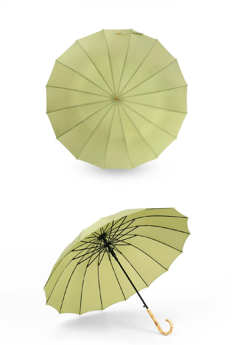 Японский стиль, зонт с длинной ручкой, для дождя, для женщин и мужчин, Бамбуковая ручка, 16 ребер, ветрозащитные зонты для гольфа, красочные, простые, Guarda Chuva