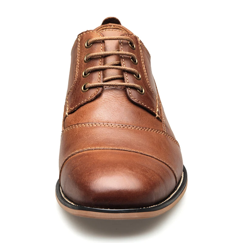 Men Dress shoes formal shoes men's Handmade business wedding Big Size genuine Leather Lace-up Male leather shoes