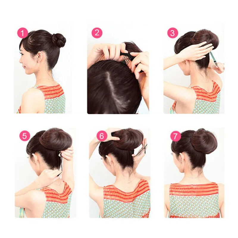 Fake Hair Bun Extension Clip In On Synthetic Donut Postiche