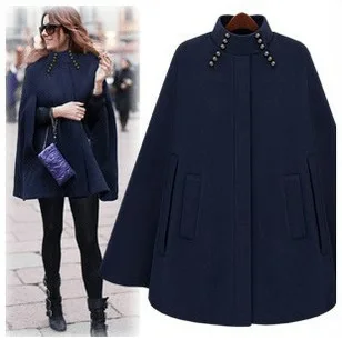 

Women's Fashion Cloak Coats Autumn Winter Euramerican Style Handsome Cashmere Blend Cape Cloak Trench Coat Ladies Outwear