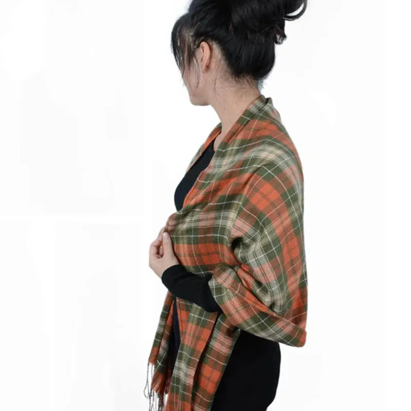 Women s Winter Wool Blend Warm Scarf Infinity Blanket Plaid Cozy Wrap Shawl Oversized font b