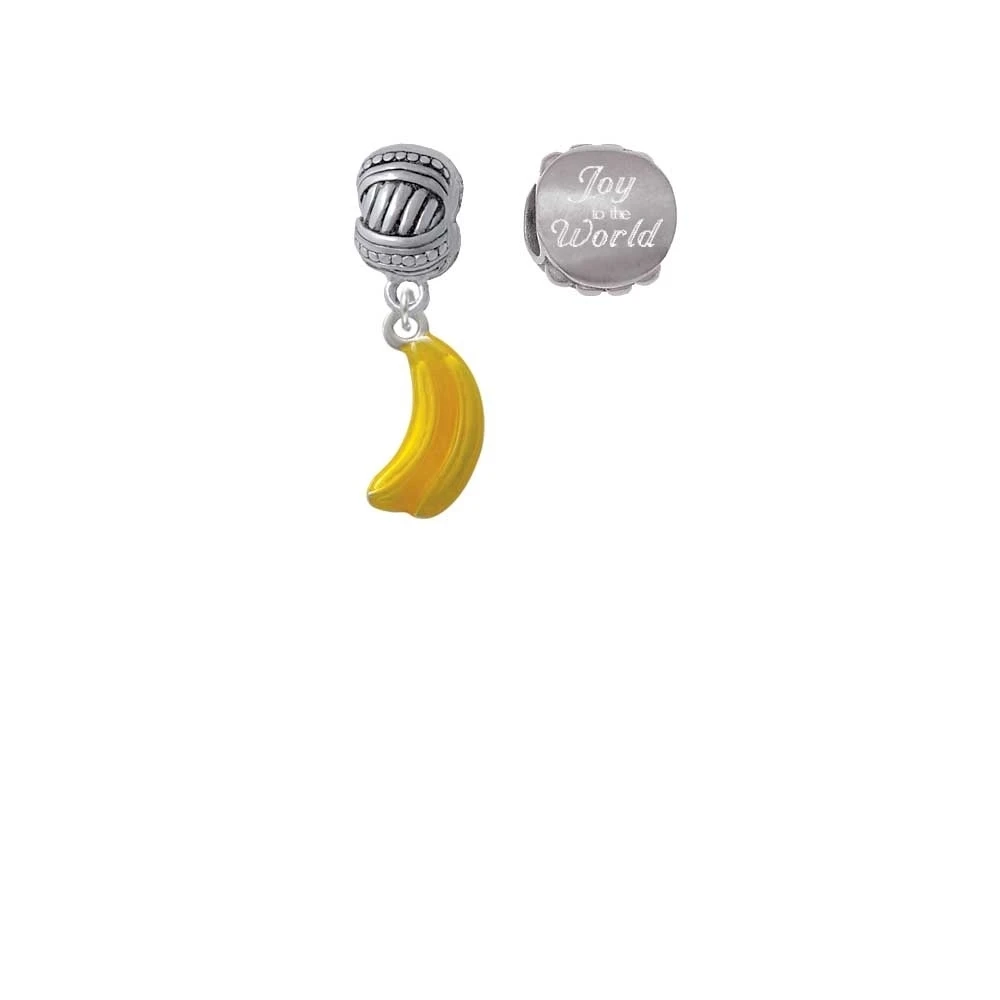 Silvertone 3-D Yellow Enamel Bananas Joy to the World Charm Beads (Set of 2)