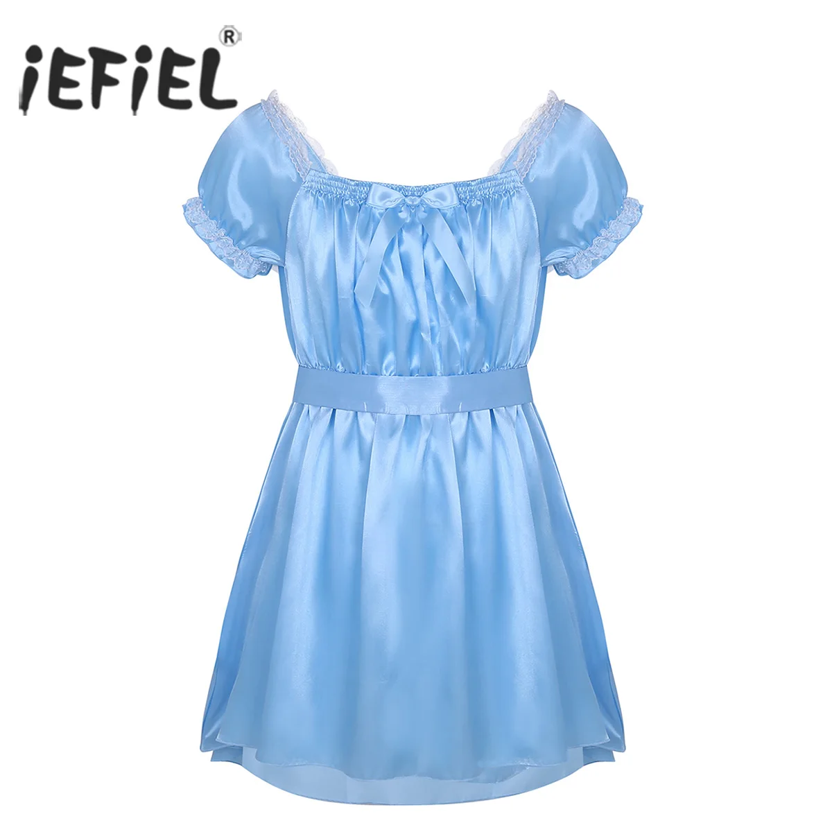 IEFiEL мужское сексуальное нижнее белье платье костюм Babydoll блестящий Crossdress мужской