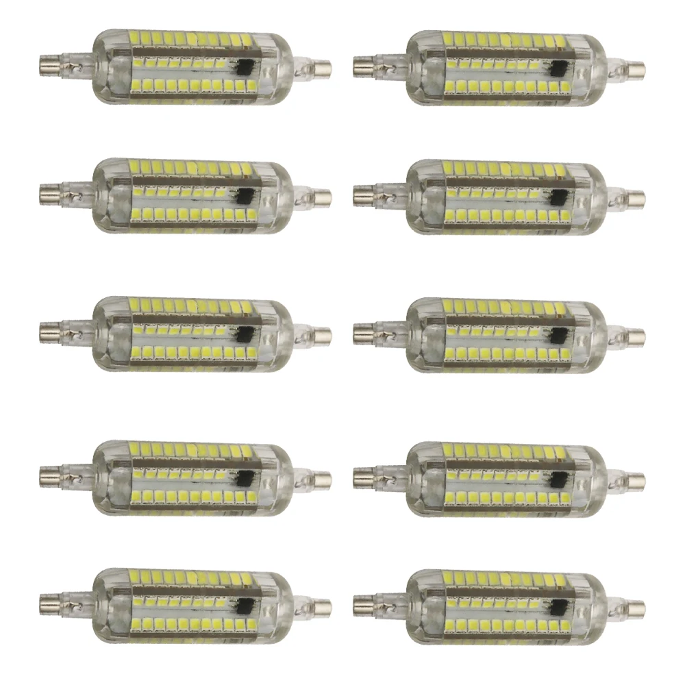 10X силиконовый 360 градусов R7S светодиодный Lamparas переменного тока 220 V кукурузы лампа 78 мм светло-SMD2835 лампы 5 Вт энергосберегающие лампы заменить галогенные лампы Bombilla