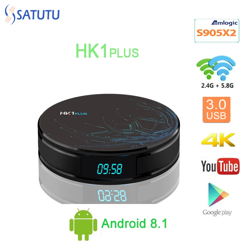 HK1 PLUS Smart TV BOX Android 8.1 Set Top Box 4K Mi ni Tv Box 4gb 32gb 64gb Quad Core media player Support IPTV PK X96 MINI H96
