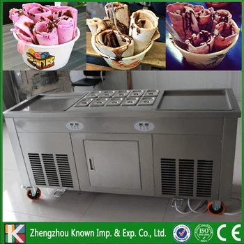 

Two 45*45 cm square ice pans of frying ice pan machine / fried ice cream with side panels and the front splash shield