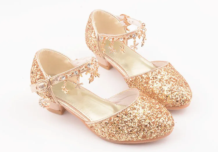 Sapatos de Cristal de Alta-salto Sapatos de Dança Sapatos de Crianças da Criança do Bebê Sapatos de Couro Novas Crianças Alto Chains Rhinestone Estudante Princesa Meninas 041 13 Dança Sapatos de Crianças Da Criança Do