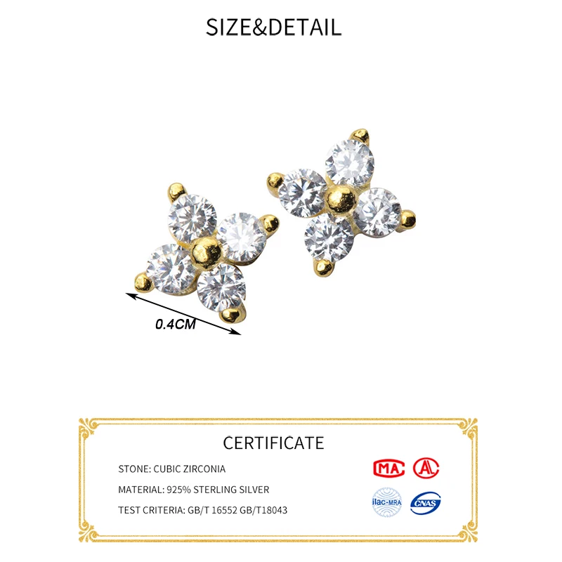 INZATT, настоящее 925 пробы, серебряные, крошечный циркон, серьги-гвоздики для женщин, модные, минималистичные, хорошее ювелирное изделие,, аксессуары, подарок