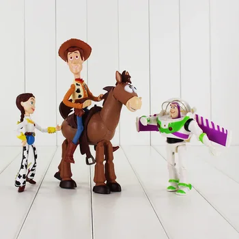 

4Pcs/Lot Toy Story Action Figures Woody Buzz Lightyear Robot Jessie Cowboy Horse Bullseye Collectible Model Toys Birthday Gifts