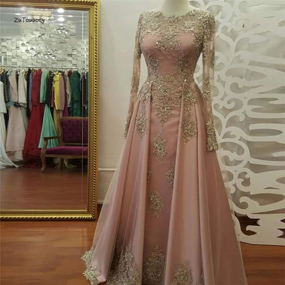 Elegant Blush Muslim Evening Dress Long Sleeves Women Dubai Arabic Evening Dresses Party Women's Formal Wear 2019 Turkey Evening Elegant Blush Muslim Evening Dress Long Sleeves Women Dubai Arabic Evening Dresses Party Women's Formal Wear 2019 Turkey Evening