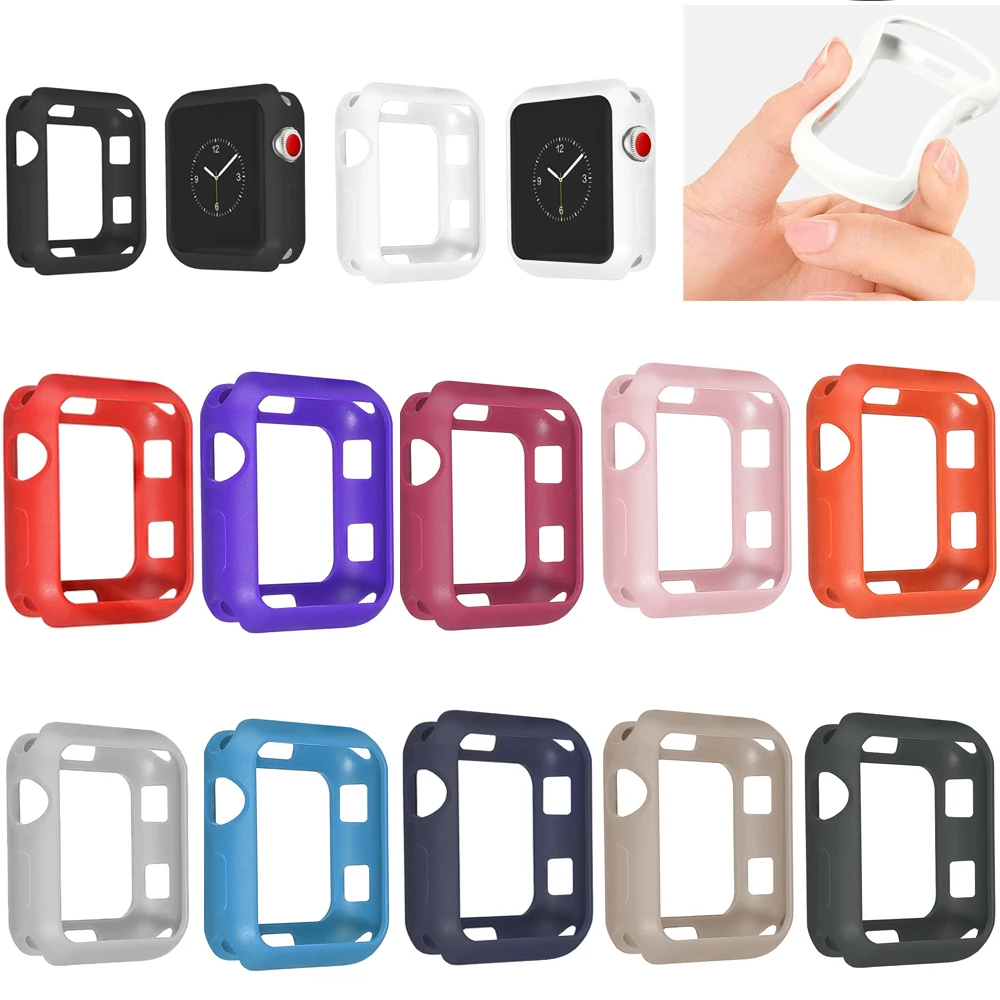 

New Silicone Case Watch Frame for Apple Watch Series 3 2 1 38mm 42mm Watch Band Full Protection Case Cover for apple iwatch 3 2