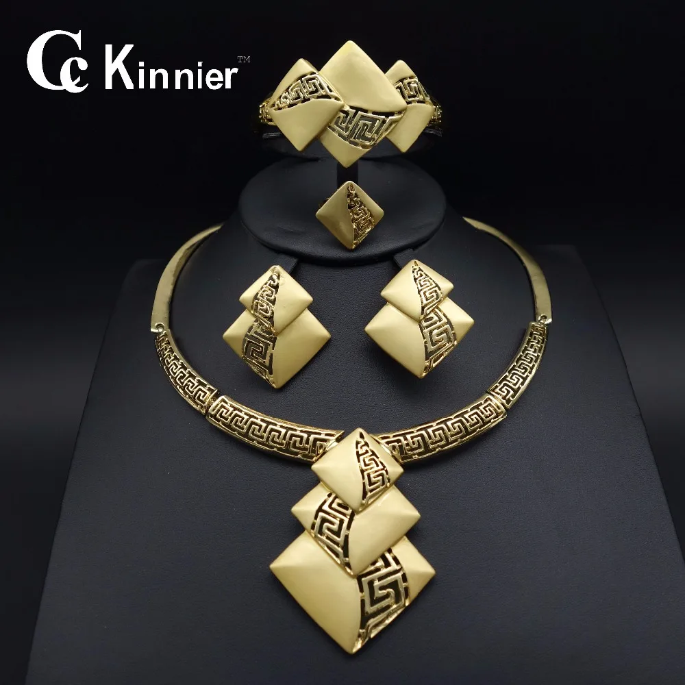 

New Fashion Bridal jewelry sets Dubai Gold-color Costume Big Jewelry Set Design Nigerian Wedding African Beads Jewelry Sets