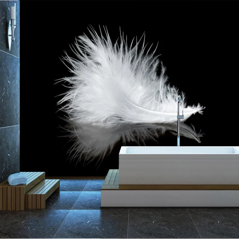 

Custom any size modern minimalist 3 d HD wall paper black and white feathers backdrop decoration painting wallpaper home decor